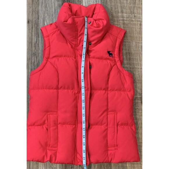Abercrombie & Fitch Womens Pink Puffer Vest Sz XS Stand Collar Two -Way Zip Snap - Picture 12 of 13